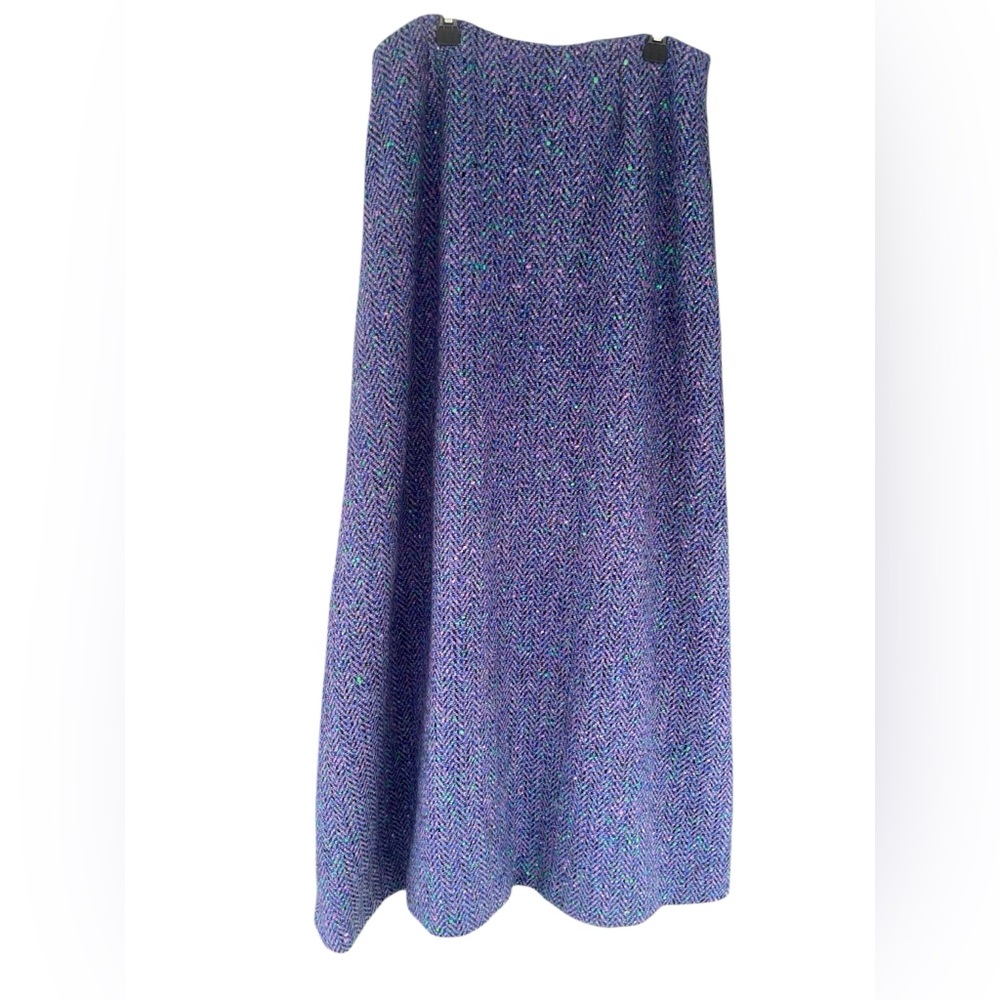 Vtg John Molloy Purple Herringbone Tweed Maxi Skirt Handwoven Ireland 31”W  RARE